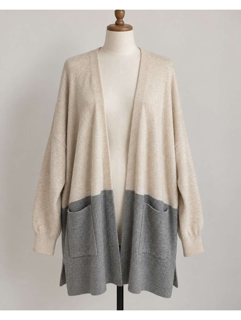 Madewell Cozy Two-Tone Open Front Cardigan with Pockets - Picture 5 of 9